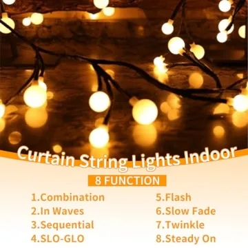 Curtain Lights Indoor Outdoor 8.3ft 72 LED Globe String Lights