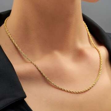 LIFETIME JEWELRY Gold Rope Chain 24k Necklace for All