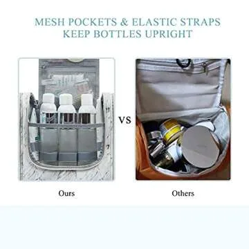 BAGSMART Large Toiletry Bag Hanging Travel Toiletry Bag for Women, Toiletry Organize Bag for Traveling, Water-resistant Cosmetic Makeup Travel Bag for Full Sized Toiletries White Marble Pattern