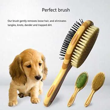 HaloVa Pet Comb, Professional Double Sided Pin & Bristle Bamboo Brush for Dogs & Cats, Grooming Comb Cleans Pets Shedding & Dirt for Short Medium or Long Hair