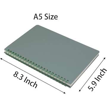 Yansanido Spiral Notebook, 4 Pcs 8.3 Inch x 5.9 Inch A5 Thick Plastic Hardcover 8mm Ruled 4 Color 80...