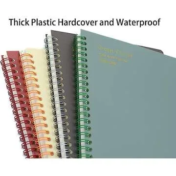 Yansanido Spiral Notebook, 4 Pcs 8.3 Inch x 5.9 Inch A5 Thick Plastic Hardcover 8mm Ruled 4 Color 80 Sheets -160 Pages Journals for Study and Notes (style 10-Wine Red,Brown,Green,ivory, A5)