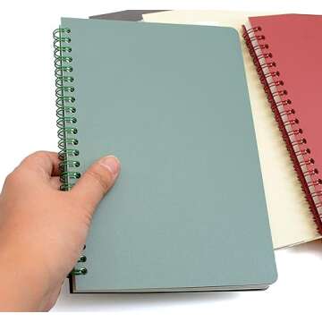 Yansanido Spiral Notebook, 4 Pcs 8.3 Inch x 5.9 Inch A5 Thick Plastic Hardcover 8mm Ruled 4 Color 80 Sheets -160 Pages Journals for Study and Notes (style 10-Wine Red,Brown,Green,ivory, A5)