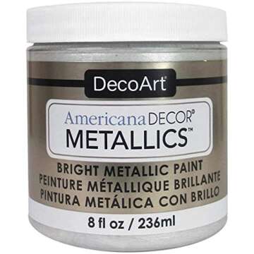 DecoArt Americana Decor Metallics Pearl Paint - 8oz Metallic Pearl White Acrylic Paint - Water Based Multi Surface Paint for Arts and Crafts, Home Decor, Wall Decor, Gilding Paint & Furniture + E-book