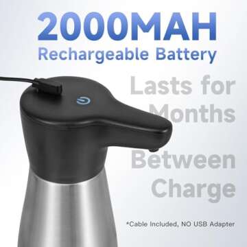 AIKE Magnetic Charging Waterproof Automatic Soap Dispenser for Liquid Soap Spot Resist Stainless Finish 14fl.oz. Model AK1337