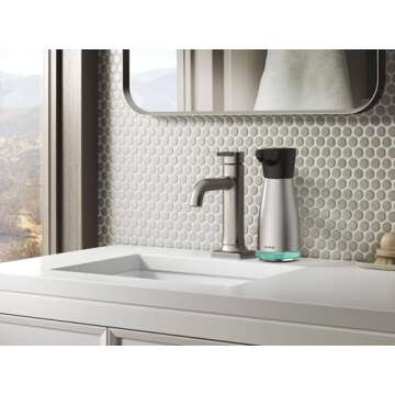 AIKE Magnetic Charging Waterproof Automatic Soap Dispenser for Liquid Soap Spot Resist Stainless Finish 14fl.oz. Model AK1337