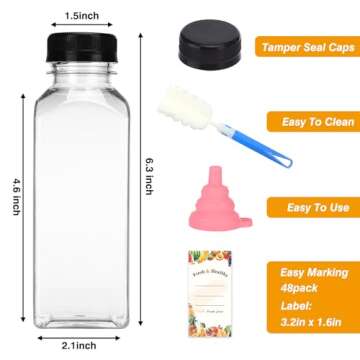 Moretoes 45pcs 12oz Juicing Bottles, Plastic Juice Bottles with Caps, Bulk Clear Empty Juicing Bottl...