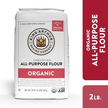 King Arthur, 100% Organic All-Purpose Flour Unbleached, Non-GMO Project Verified, No Preservatives, 2 Pounds (Pack of 12)