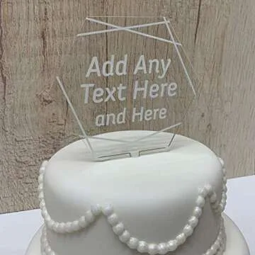 Oacryliby 5 pcs Blank Acrylic Cake Topper Clear Hexagon, DIY Personalized Wedding Birthday Baby shower Graduation Cake toppers,Party Cake Decorations Accessories for Cricut makers