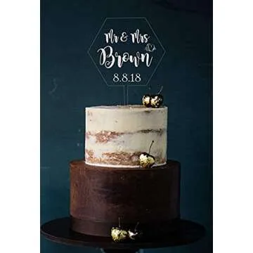 Oacryliby 5 pcs Blank Acrylic Cake Topper Clear Hexagon, DIY Personalized Wedding Birthday Baby shower Graduation Cake toppers,Party Cake Decorations Accessories for Cricut makers