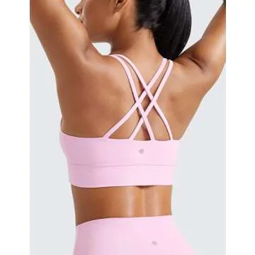 CRZ YOGA Softness Mold Womens Butterluxe Strappy Longline Sports Bra for Yoga