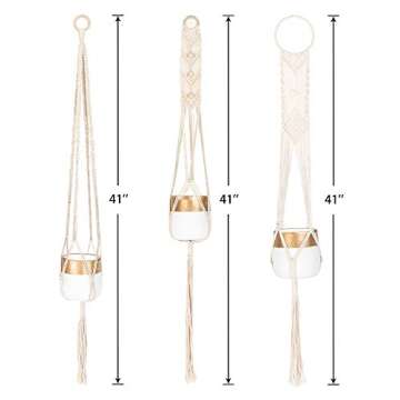 TIMEYARD Macrame Plant Hangers 3 Different Pack - Handmade Indoor Hanging Planter Plant Holder - Modern Boho Home Decor