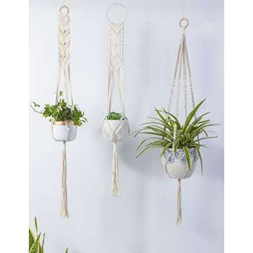 TIMEYARD Macrame Plant Hangers 3 Different Pack - Handmade Indoor Hanging Planter Plant Holder - Modern Boho Home Decor