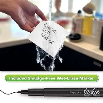 M.C. Squares Reusable Sticky Notes | 4" x 4" 12 Pack of White Stickies | Wet & Dry Erase Post Notes | Re-Stickable | Cling to Stainless Steel, Glass, Plastic | Includes Wet Erase Marker | USA Made