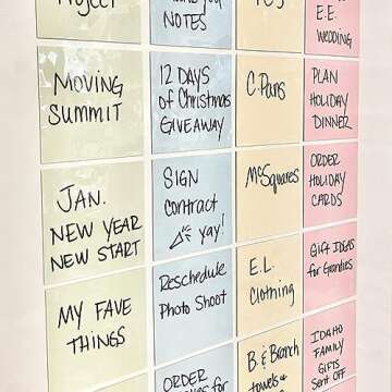 M.C. Squares Reusable Sticky Notes | 4" x 4" 12 Pack of White Stickies | Wet & Dry Erase Post Notes | Re-Stickable | Cling to Stainless Steel, Glass, Plastic | Includes Wet Erase Marker | USA Made