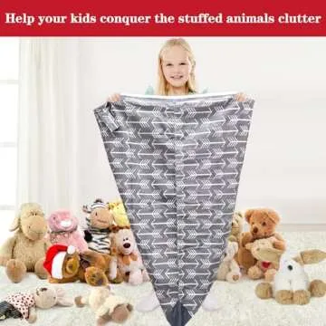 Jorbest Stuffed Animal Storage Bean Bag Chair for Kids and Adults, Stuffed Animal Bean Bag, Premium Canvas Stuffie Seat - COVER ONLY (Grey with White Arrows 200 L/52 Gal)