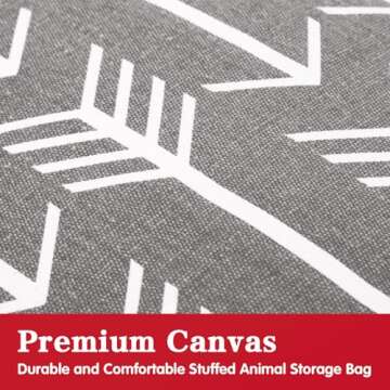 Jorbest Stuffed Animal Storage Bean Bag Chair for Kids and Adults, Stuffed Animal Bean Bag, Premium Canvas Stuffie Seat - COVER ONLY (Grey with White Arrows 200 L/52 Gal)