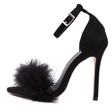 MMJULY Women's Feather Stiletto Heel Sandals - Chic & Stylish