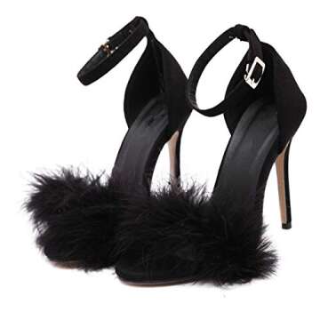 MMJULY Women's Feather Stiletto Heel Sandals - Chic & Stylish