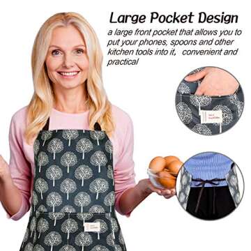 SATINIOR 3 Pieces Waterproof Bib Apron with Pockets Adjustable Cooking Aprons for Women Chef Adults Baking Cleaning(Black and Grey)