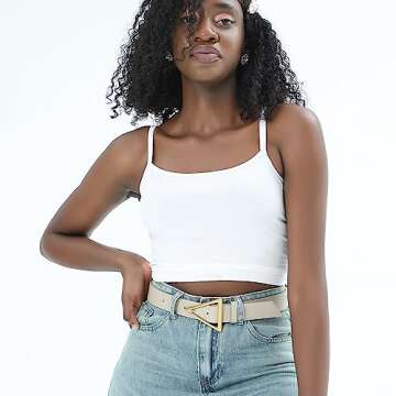 HOTWILL Belts for Women Jeans Dress Fashion Wide Waist Belt with Bronze Triangle Buckle