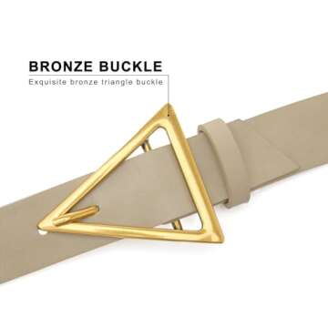HOTWILL Belts for Women Jeans Dress Fashion Wide Waist Belt with Bronze Triangle Buckle