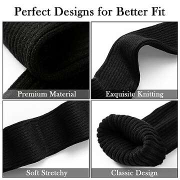 Clothirily Leg Warmers - Fashion Knit Neon Leg Warmers for Women 80s Sports Party Yoga Accessories, Black