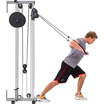 Merax Wall Mount Cable Station with Adjustable Dual Pulley System Pull Down Fitness Station