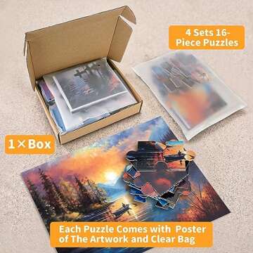FLOERVE 4 Pack 16 Large Piece Dementia Wooden Puzzles for Seniors, Alzheimers Products for Elderly, ...