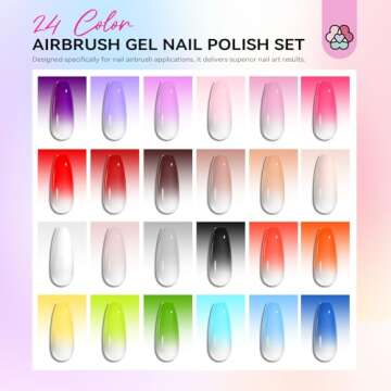 SAVILAND Airbrush Gel Nail Polish: 24 Color Use with Airbrush for Gradients Nails Blush Nails Layere...