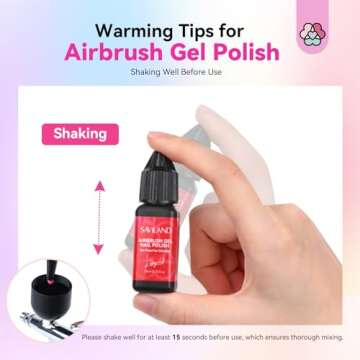 SAVILAND Airbrush Gel Nail Polish: 24 Color Use with Airbrush for Gradients Nails Blush Nails Layered Nail Art Various Pattern Nail Art Without Dilution High Color Saturation for Home Salon Use