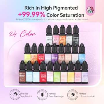 SAVILAND Airbrush Gel Nail Polish: 24 Color Use with Airbrush for Gradients Nails Blush Nails Layered Nail Art Various Pattern Nail Art Without Dilution High Color Saturation for Home Salon Use