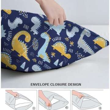Kid Toddler Pillowcase,2 Packs 100% Cotton Pillow Cover for Kids Bedding,15x23 Pillowslip Case for Sleeping Fits Pillows Sized 13x18 or 14x19,Envelope Closure Travel Pillow Pillowcase
