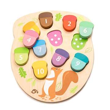 Tender Leaf Toys - How Many Acorns? - Count to 10 Number Wooden Puzzle Game - Counting, Sorting Acti...