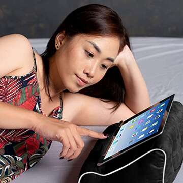 Gifts for Readers & Writers Book Couch iPad Stand | Cushioned Tablet Stand & Book Holder| Reading Pillow for Bed Time | Tablet Lap Rest Cushion | A Fun Gift for Book Lovers