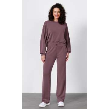 ODODOS Women's Modal Soft Wide Leg Pants with Pockets Adjustable Shockcord High Waist Casual Lounge ...