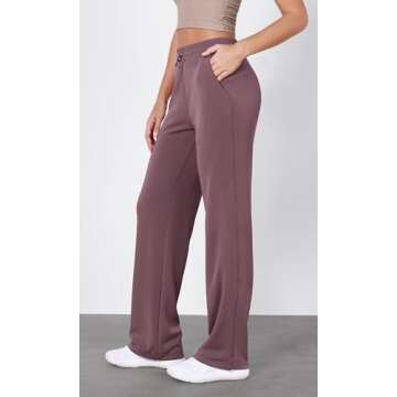 ODODOS Women's Modal Soft Wide Leg Pants with Pockets Adjustable Shockcord High Waist Casual Lounge Pants-29 Inseam, Tulipwood, Small