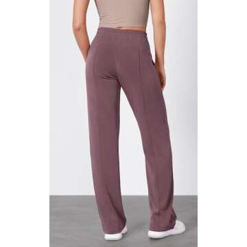 ODODOS Women's Modal Soft Wide Leg Pants with Pockets Adjustable Shockcord High Waist Casual Lounge Pants-29 Inseam, Tulipwood, Small