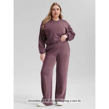 ODODOS Women's Modal Soft Wide Leg Pants with Pockets Adjustable Shockcord High Waist Casual Lounge Pants-29 Inseam, Tulipwood, Small