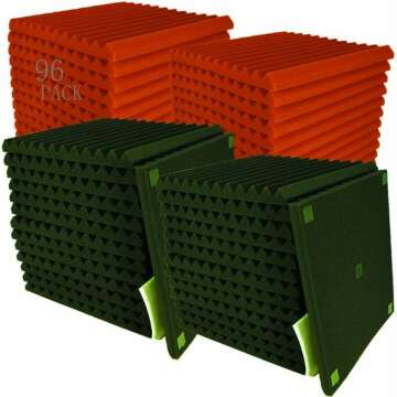 Acoustic Foam Panel Pack - 96 Black/Red Tiles