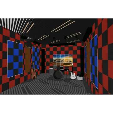 Acoustic Foam Panel Pack - 96 Black/Red Tiles