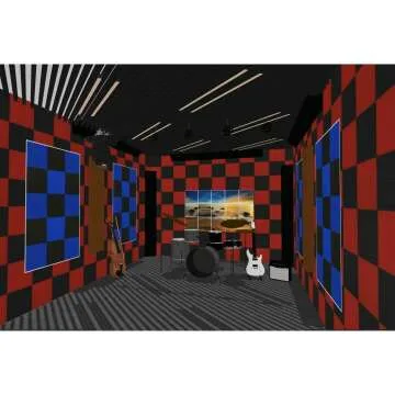 Acoustic Foam Panel Pack - 96 Black/Red Tiles