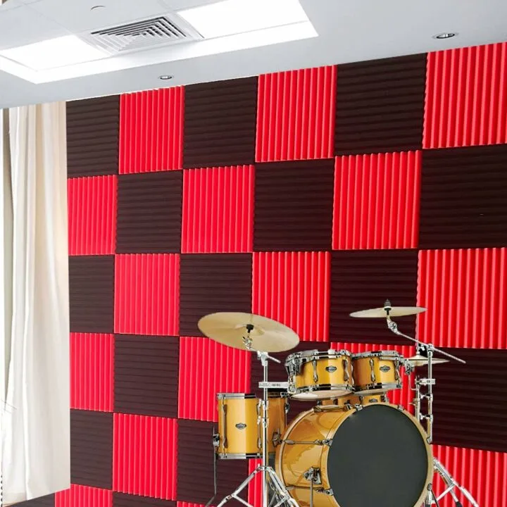 Acoustic Foam Panel Pack - 96 Black/Red Tiles