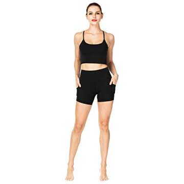 Sunzel 8" / 5" / 3" Biker Shorts for Women with Pockets, High Waisted Yoga Workout Shorts Black