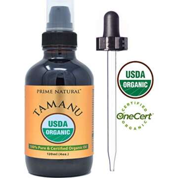 Prime Natural Organic Tamanu Oil - USDA Certified, 100% Pure, Cold Pressed, Unrefined, Virgin (4oz /...