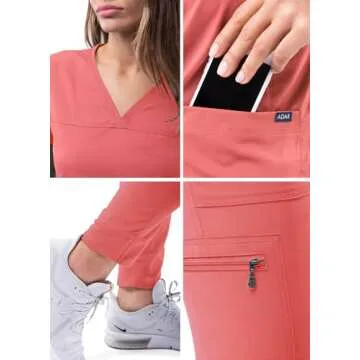Adar Pro Movement Scrub Set - Sweetheart V-Neck & Yoga Pants