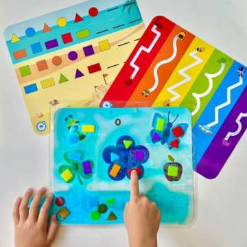 hand2mind Colors & Shapes Sensory Pad, Occupational Therapy Toys, Fine Motor Toys, Toddler Sensory Toys, Sensory Water Mat, Sensory Play Therapy Toys, Calming Toys for Kids, Calm Down Corner Supplies