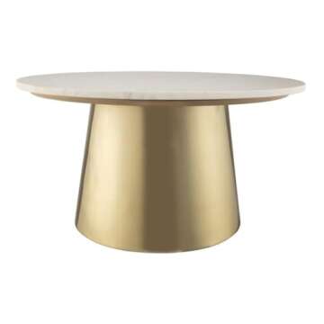 TOV Furniture Bleeker Modern Marble Cocktail Table, 30.8" Gold, White