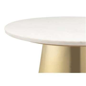 TOV Furniture Bleeker Modern Marble Cocktail Table, 30.8" Gold, White