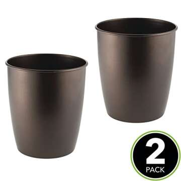 Stylish mDesign Small Steel Round Trash Can for Home
